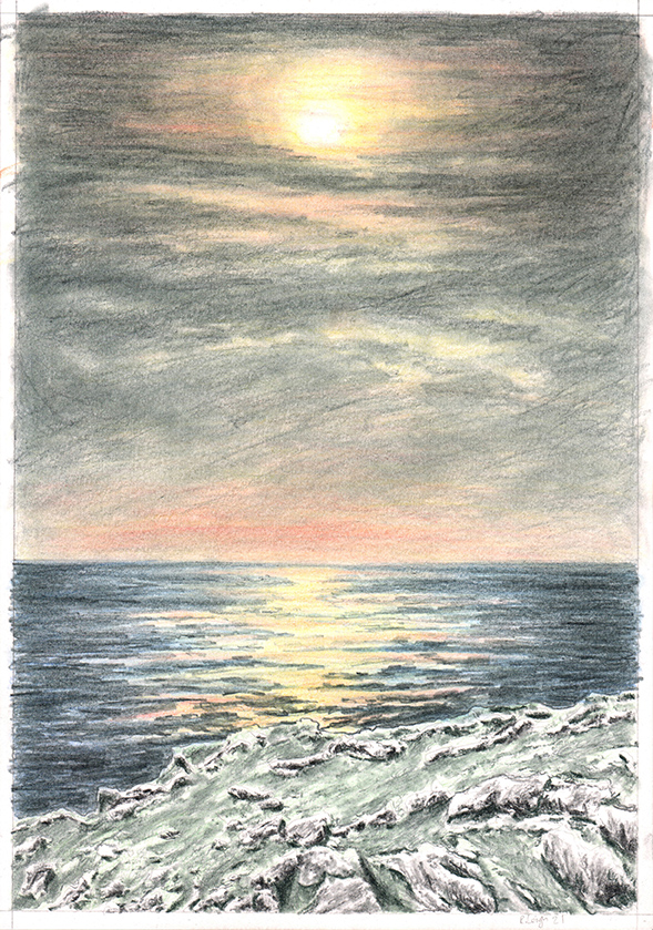 Sunset Graphite and colour pencil on paper 29.7cm x 21cm 2021